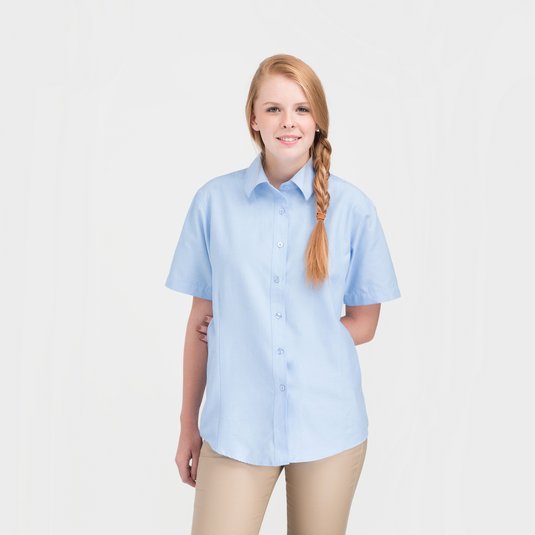 Blusa De Vestir Lambert Tipo Oxford De Manga Corta Para Dama De