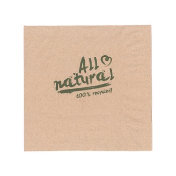 Recycled Paper Napkins 2-Ply – 33 x 33 cm – 1/4 Fold – Natural Brown – 2000 pcs.