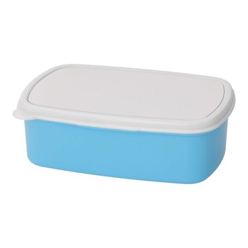 Blaue Lunchbox mit weißem Deckel