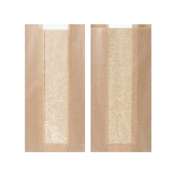 Papieren broodzakken met microgeperforeerd venster – 160 x 80 x 320 mm – bruin – 1000 stuks