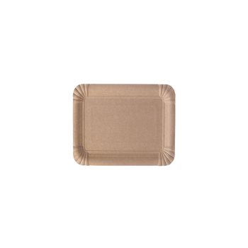 Platos de papel FSC® con revestimiento – Rectangulares 16,5 x 19,5 cm – Marrones – 1000 pzas.