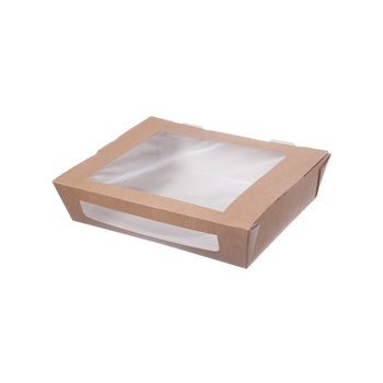 FSC® Salaattirasiat muovi-ikkunalla 1 200 ml – Ruskeat – 200 kpl