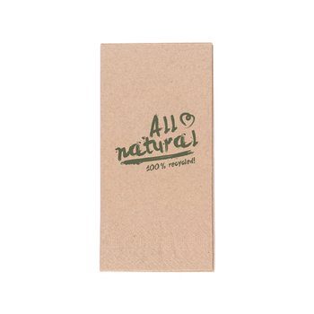 Gerecyclede 2-laagse papieren servetten - 33 x 33 cm - 1/8 vouw - natuurlijk bruin - 2000 stuks