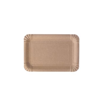 FSC® tallerkener af pap med belægning – firkantet 18 x 26 cm – brun – 500 stk.