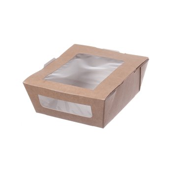 Braune Salatboxen mit Sichtfenster – FSC®-Papier, PLA-Biokunststoff – 450 ml – 200 St.